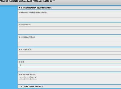 PERU : Encuesta Virtual LGBT : Sin email ! Sin numero celular !
